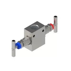 M20 - MANIFOLD 180° 2 VLV MONTAGGIO REMOTO CON SFIATO FEMMINA/FEMMINA
