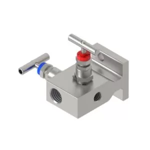 M222 - T-MANIFOLD 180° 2 VLV MONTAGGIO DIRETTO CON SFIATO FILETTATO/FLANGIATO