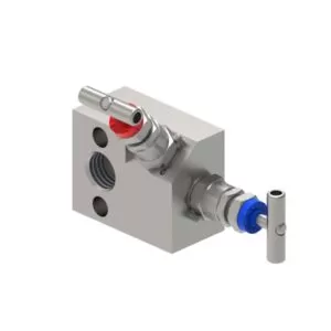 M263 - MANIFOLD 180° 2 VLV MONTAGGIO DIRETTO CON SFIATO FILETTATO/FLANGIATO - SINISTRO