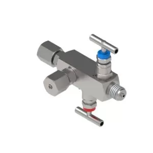 M265 - MANIFOLD DA BARRA BLOCCO/SFIATO FEMMINA/FEMMINA GIREVOLE CON TEST PORT