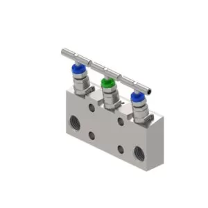 M32 - MANIFOLD 180° 3 VLV MONTAGGIO DIRETTO CON SFIATO FILETTATO/FLANGIATO