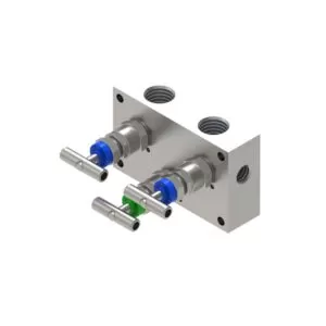 M37 - MANIFOLD 180° 3 VLV MONTAGGIO REMOTO CON SFIATO FEMMINA/FEMMINA - PLANARE