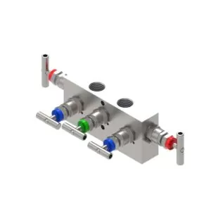 M51 - MANIFOLD 180° 5 VLV MONTAGGIO REMOTO CON SFIATO FEMMINA/FEMMINA