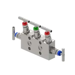 M53 - MANIFOLD 180° 5 VLV MONTAGGIO DIRETTO CON SFIATO FLANGIATO/FLANGIATO